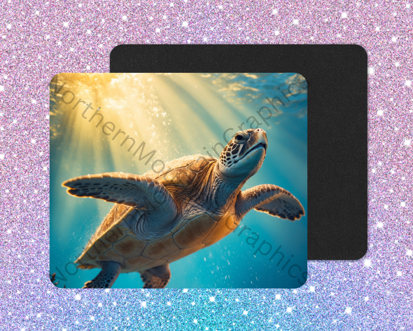 Golden Light Sea Turtle Swimmer Mouse Pad