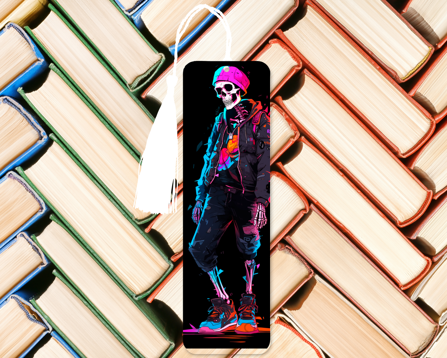 Neon Skeleton Streetwear Bookmark