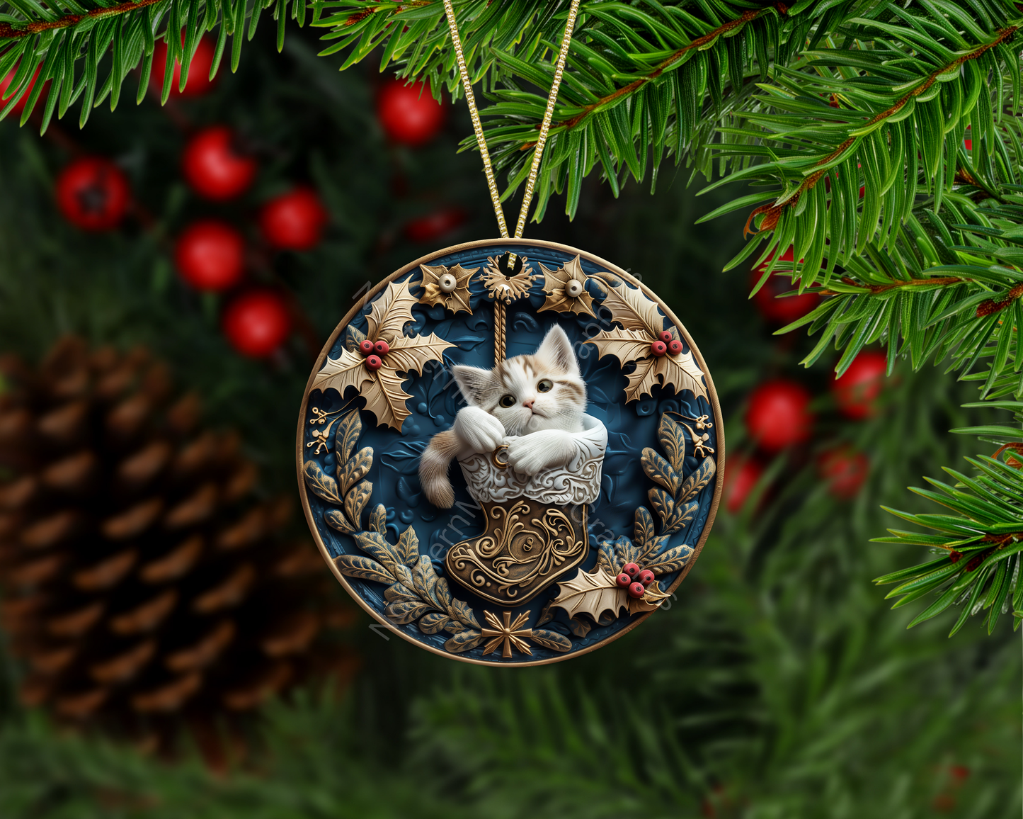 Kitten in Christmas Stocking Christmas Ornament
