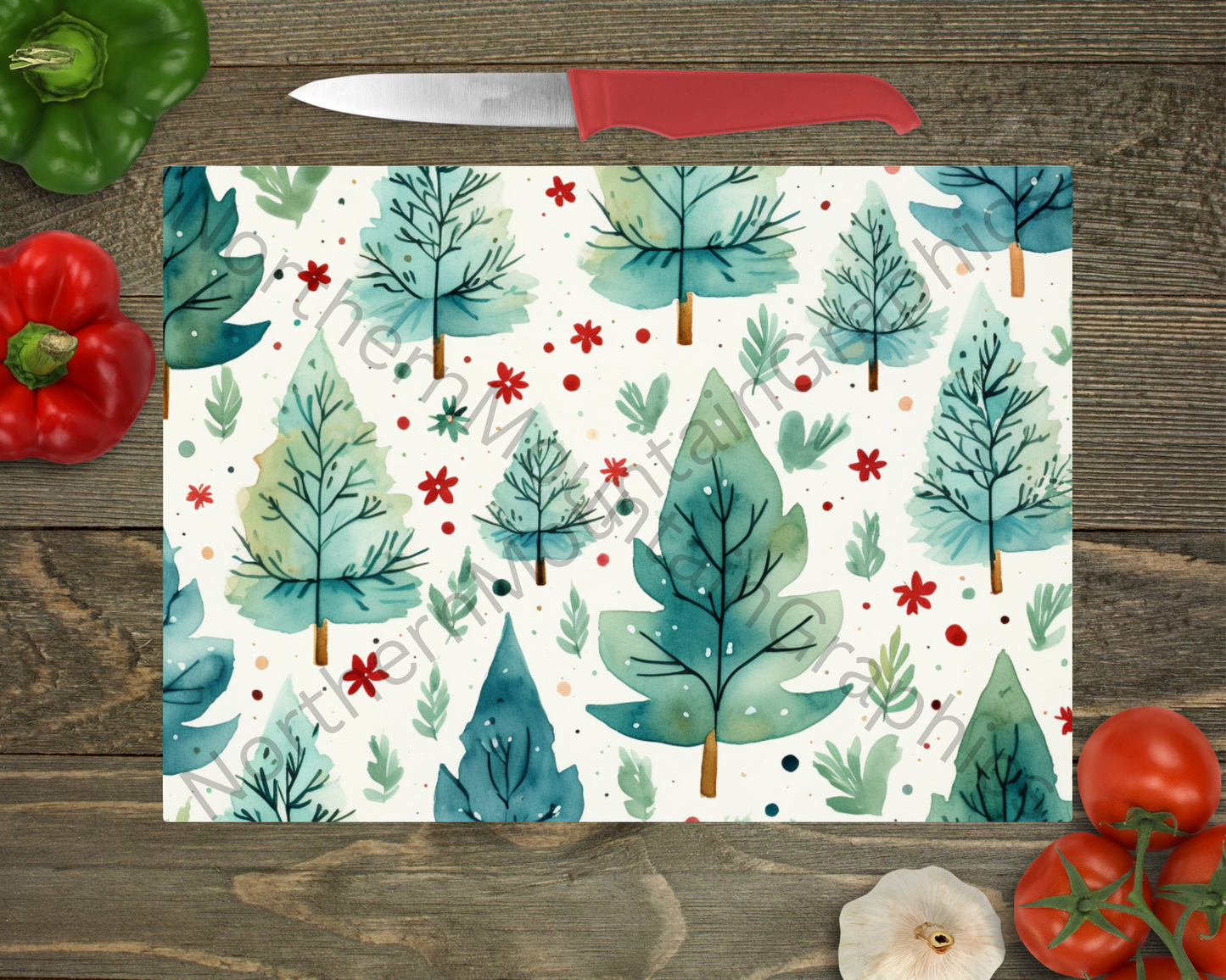 Glass Cutting Board Christmas