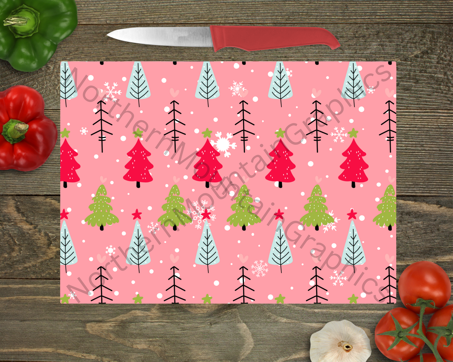 Glass Cutting Board Christmas