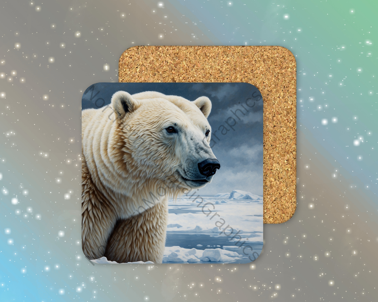 Majestic Polar Bear Portrait Winter Square Coaster