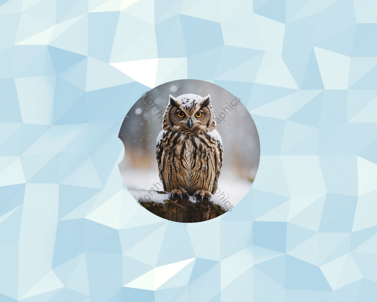 Icy Woodland Owl Car Coaster