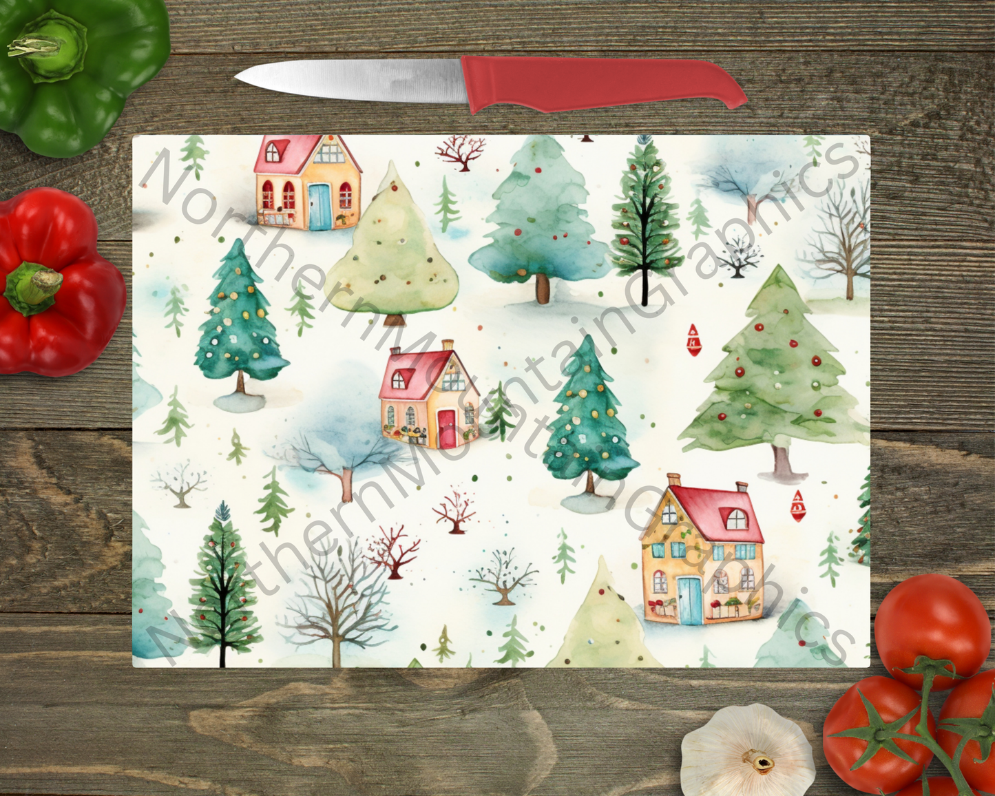 Glass Cutting Board Christmas