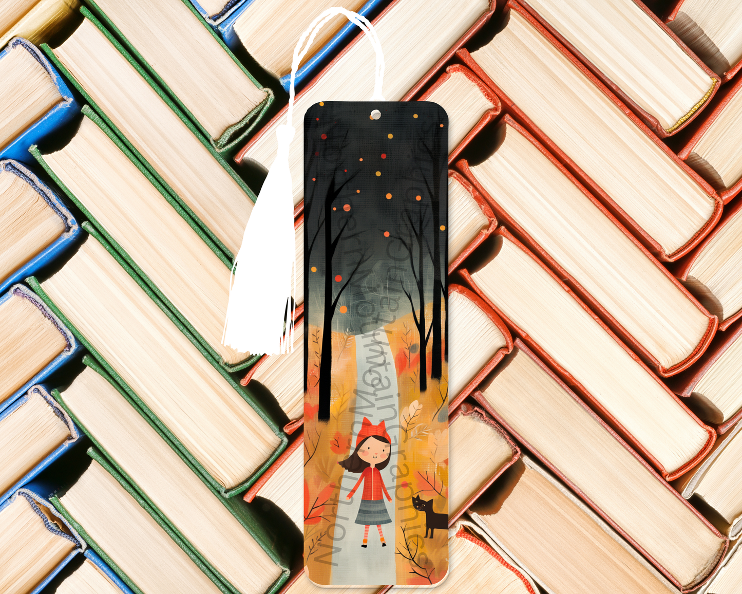 Girl Walking with Cat Bookmark
