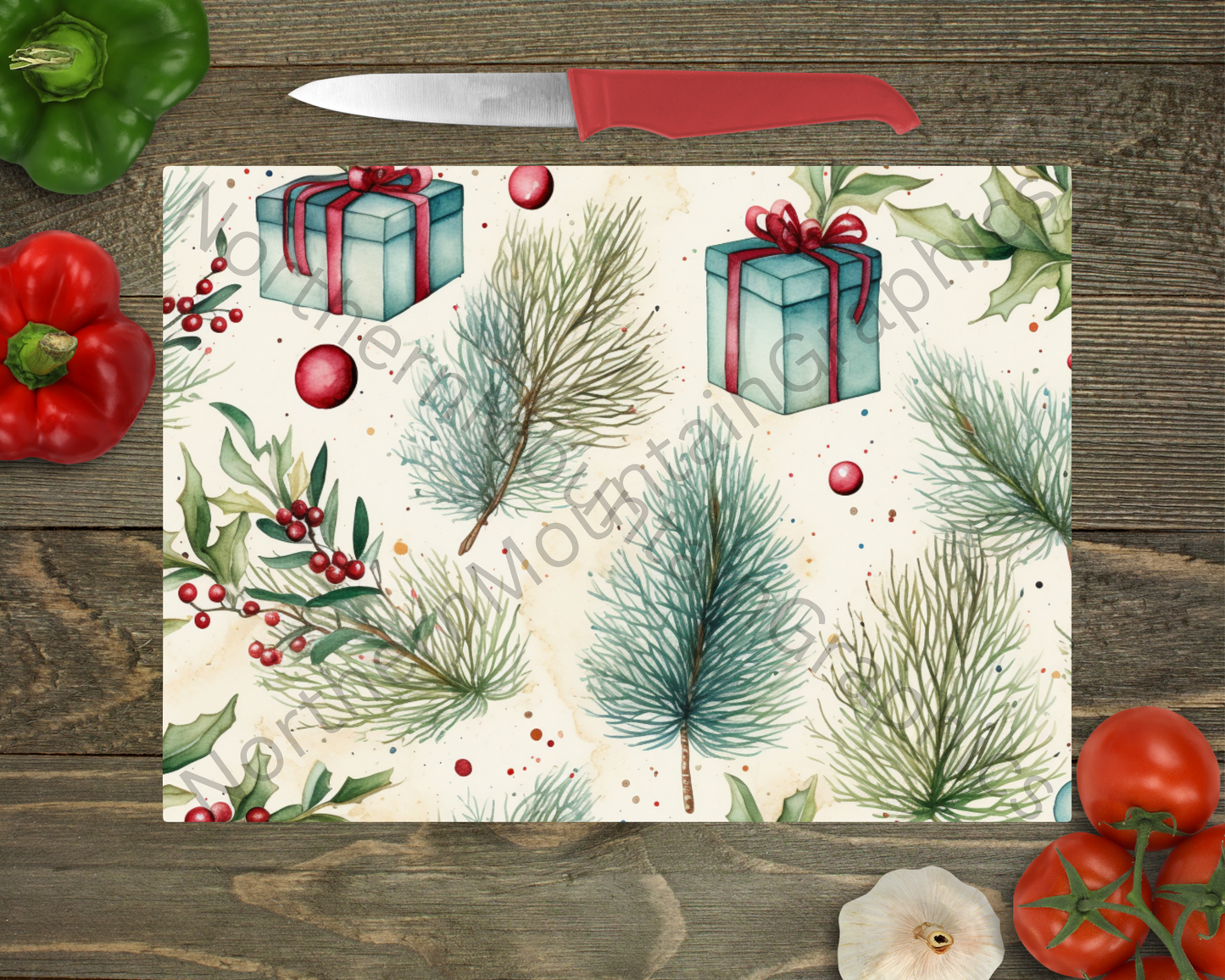 Glass Cutting Board Christmas