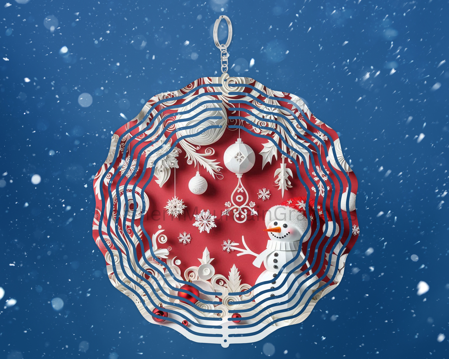 Snowman on Red Wind Spinner