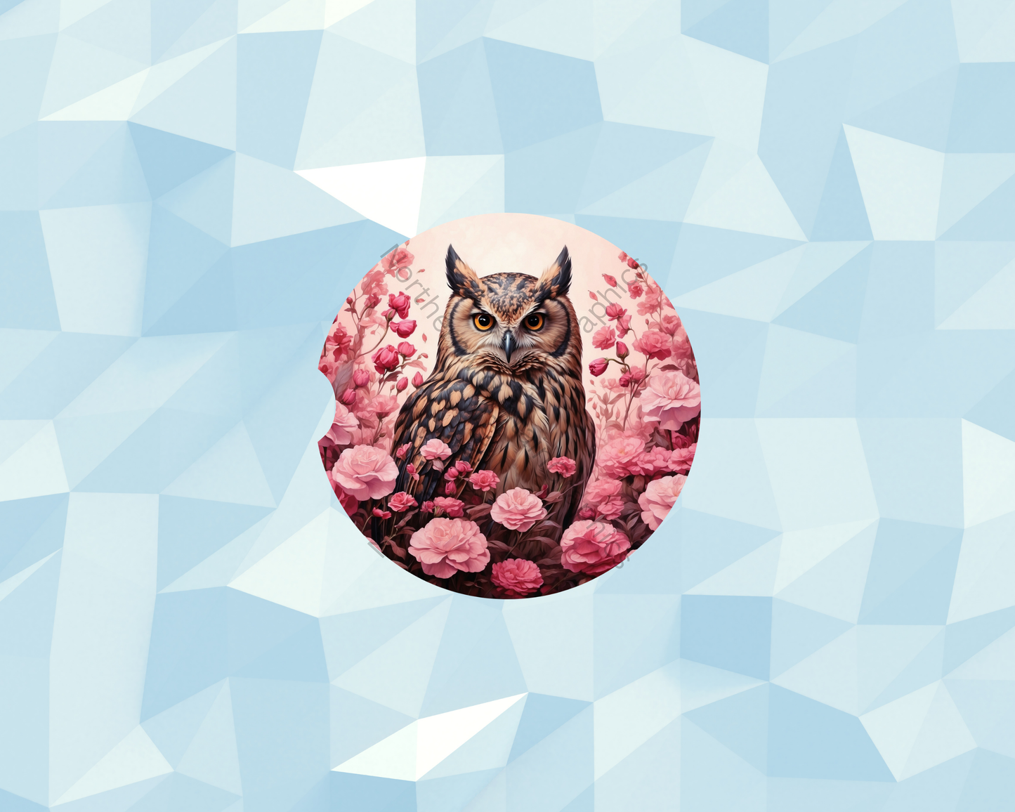 Pink Rose Owl Car Coaster
