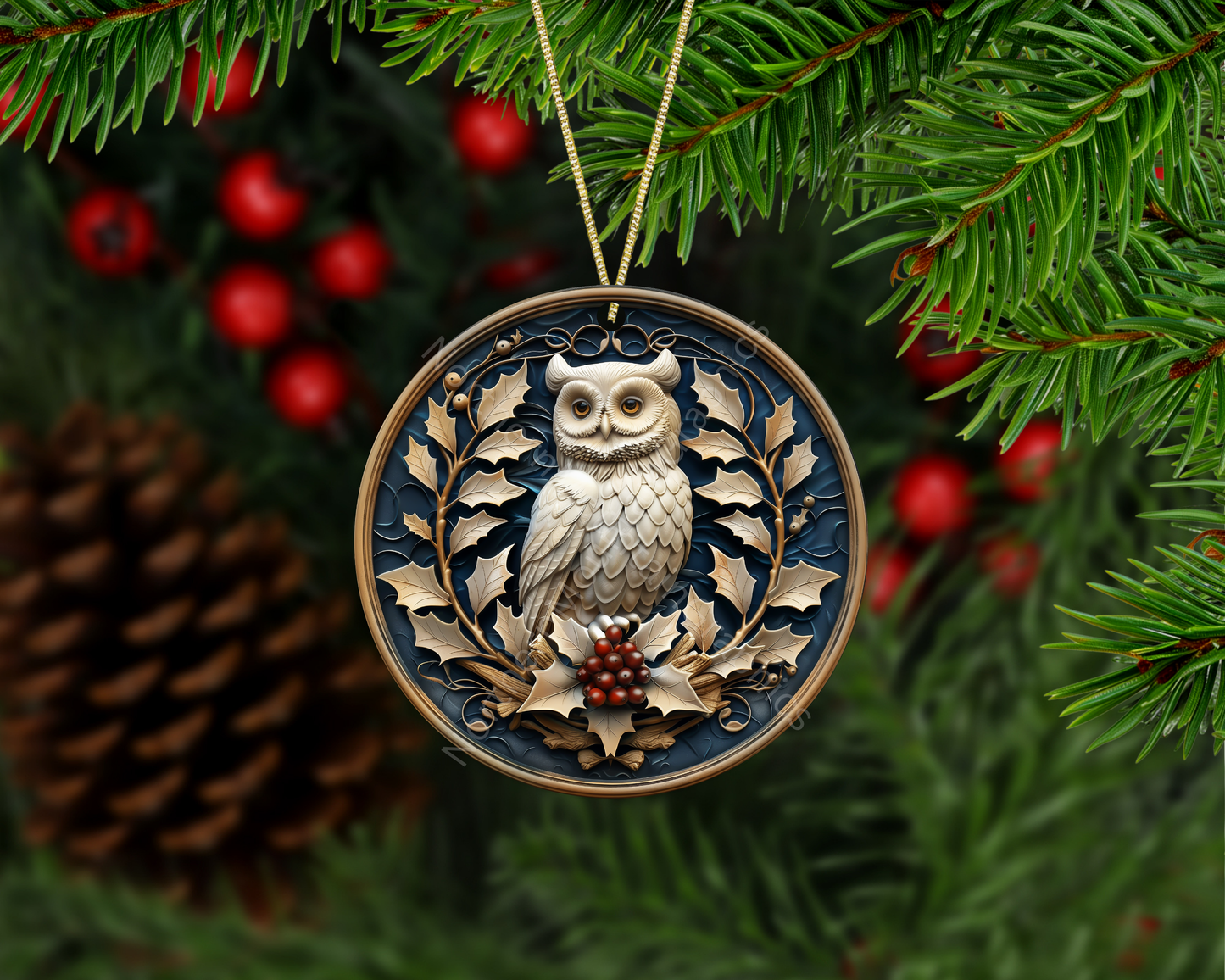 Regal Winter Owl Christmas Ornament