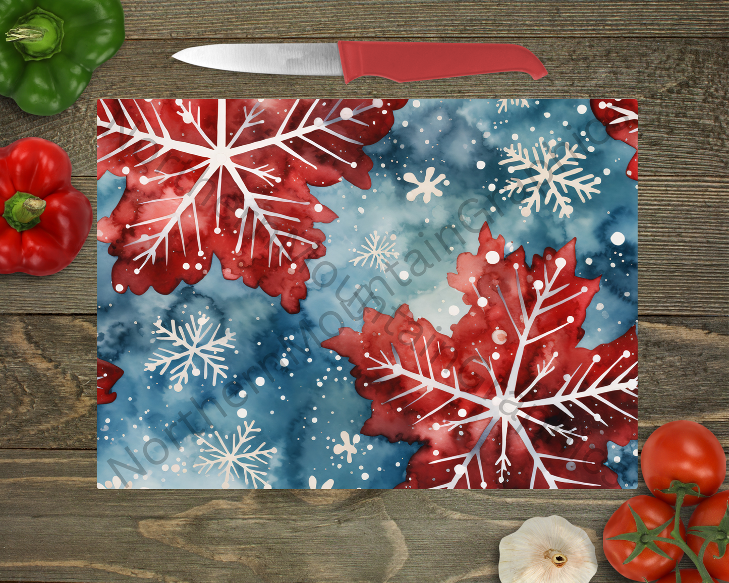 Glass Cutting Board Christmas