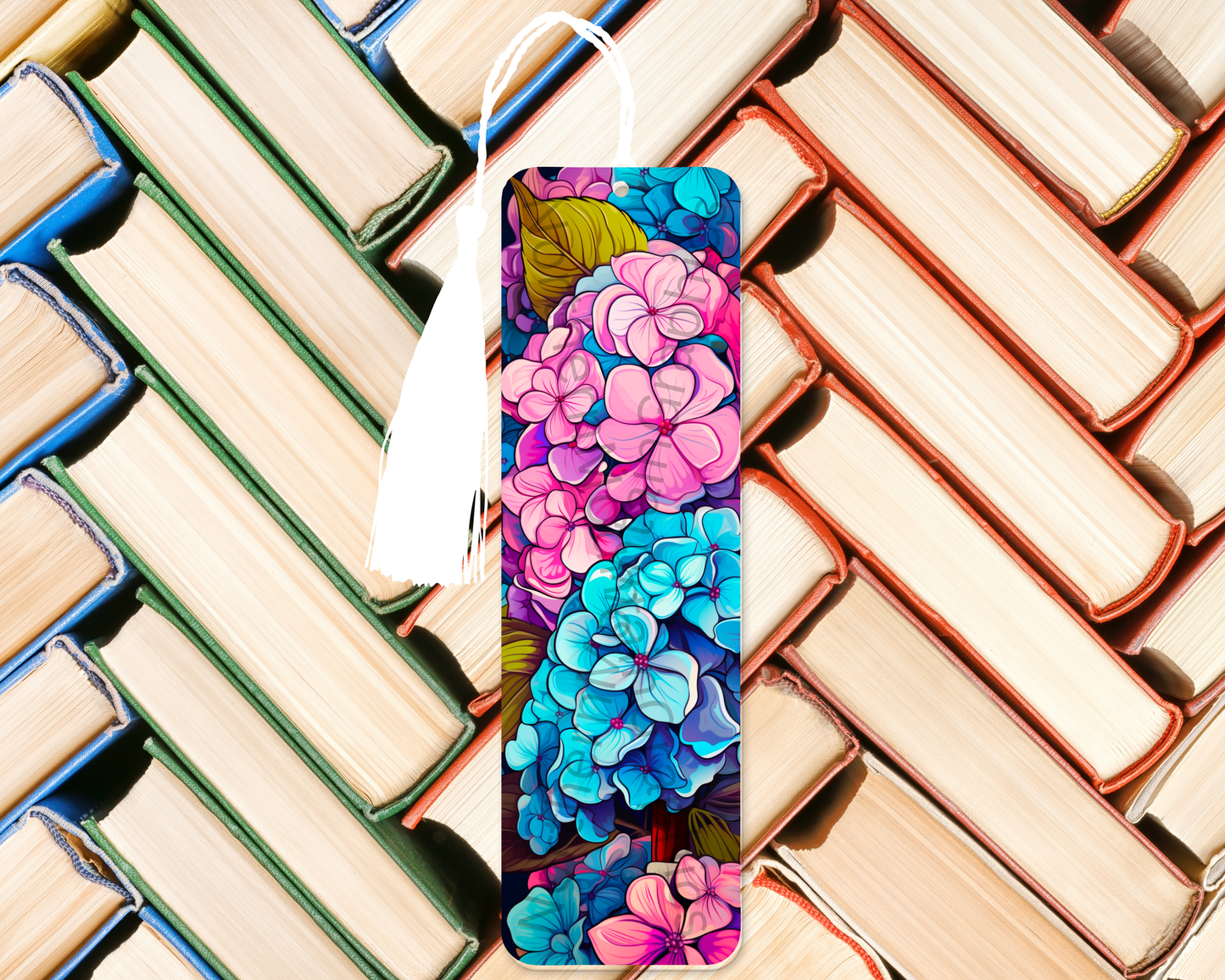 Pink and Blue Hydrangeas Bookmark