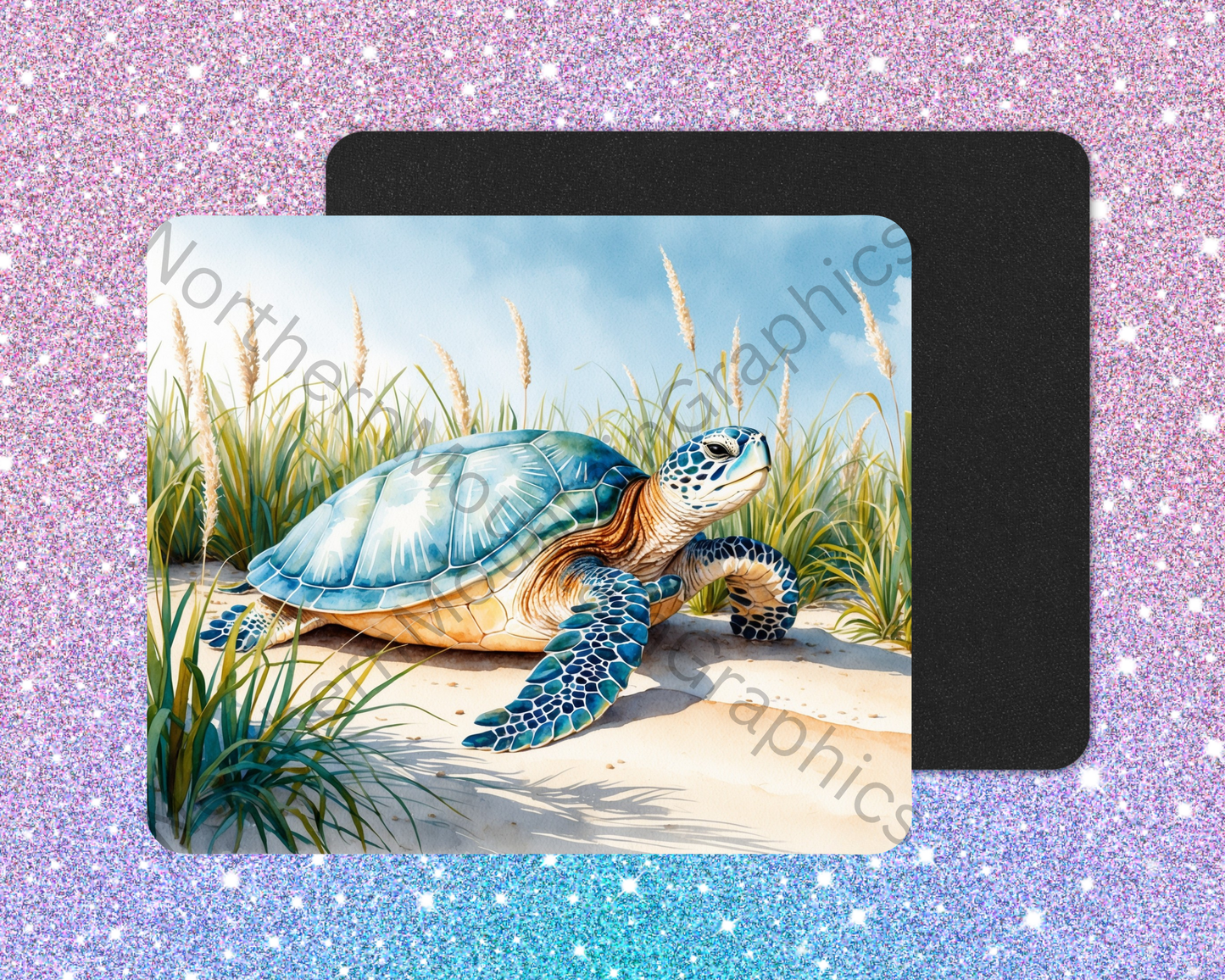 Seaside Grass Sea Turtle Explorer Mouse Pad