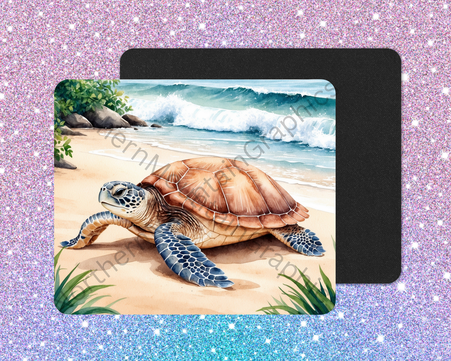 Sandy Shell Sea Turtle Traveler Mouse Pad