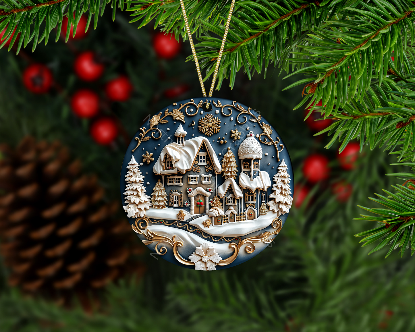Cozy Christmas Village Christmas Ornament