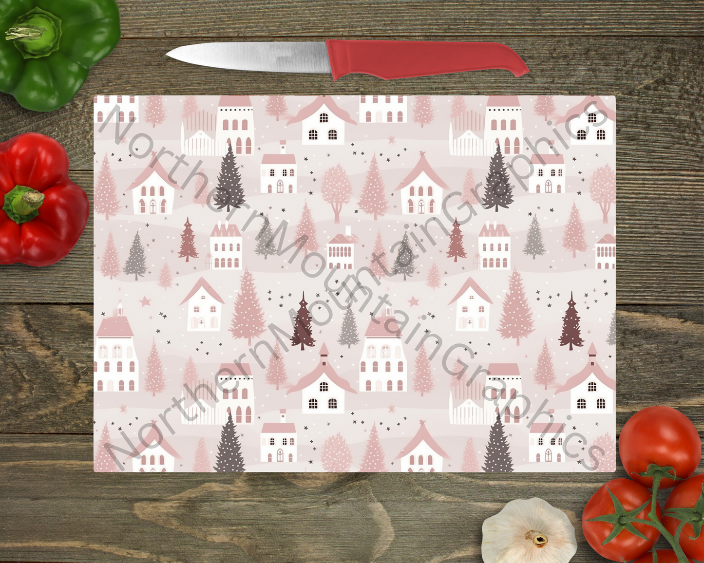 Glass Cutting Board Christmas