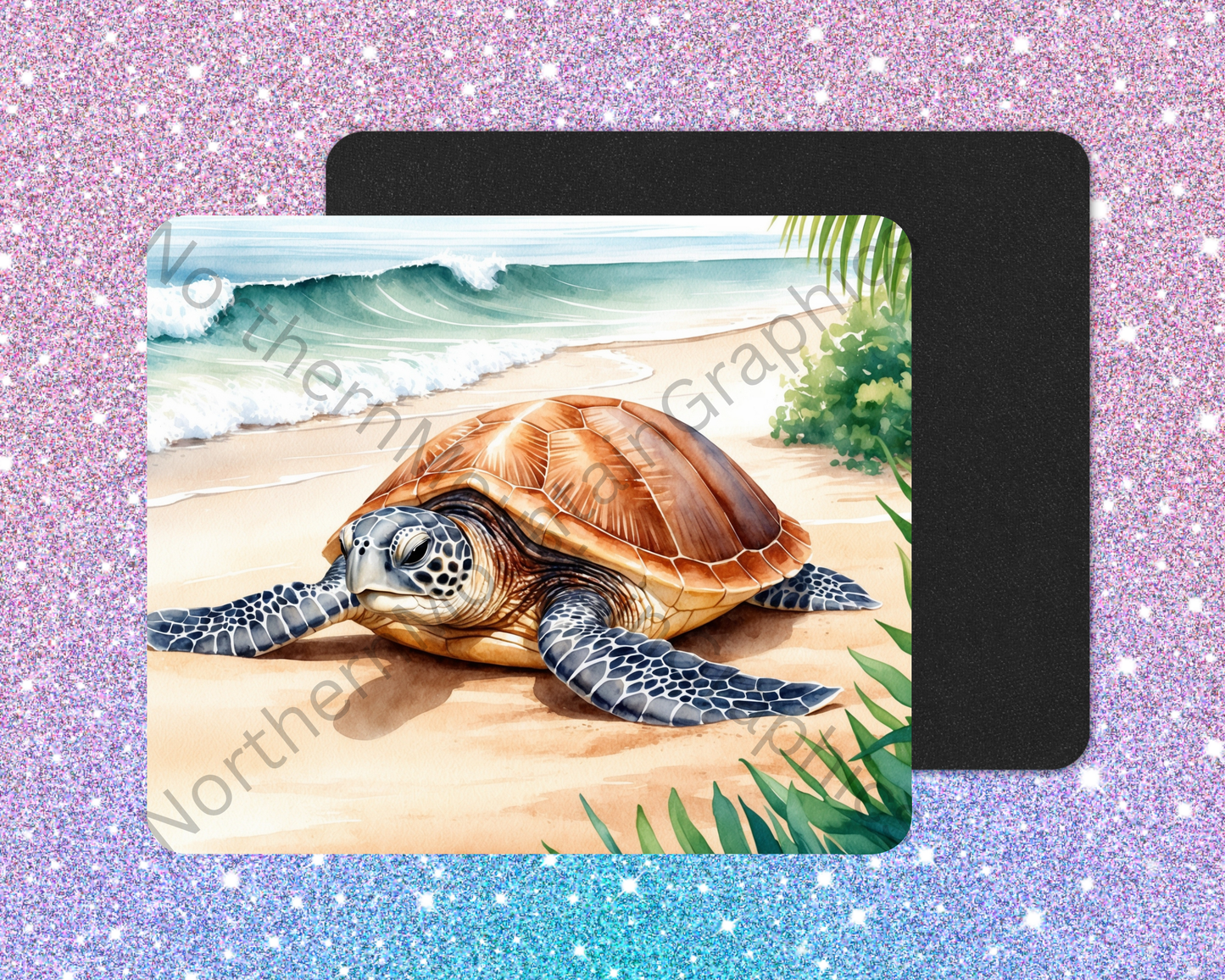 Sunlit Beach Sea Turtle Mouse Pad