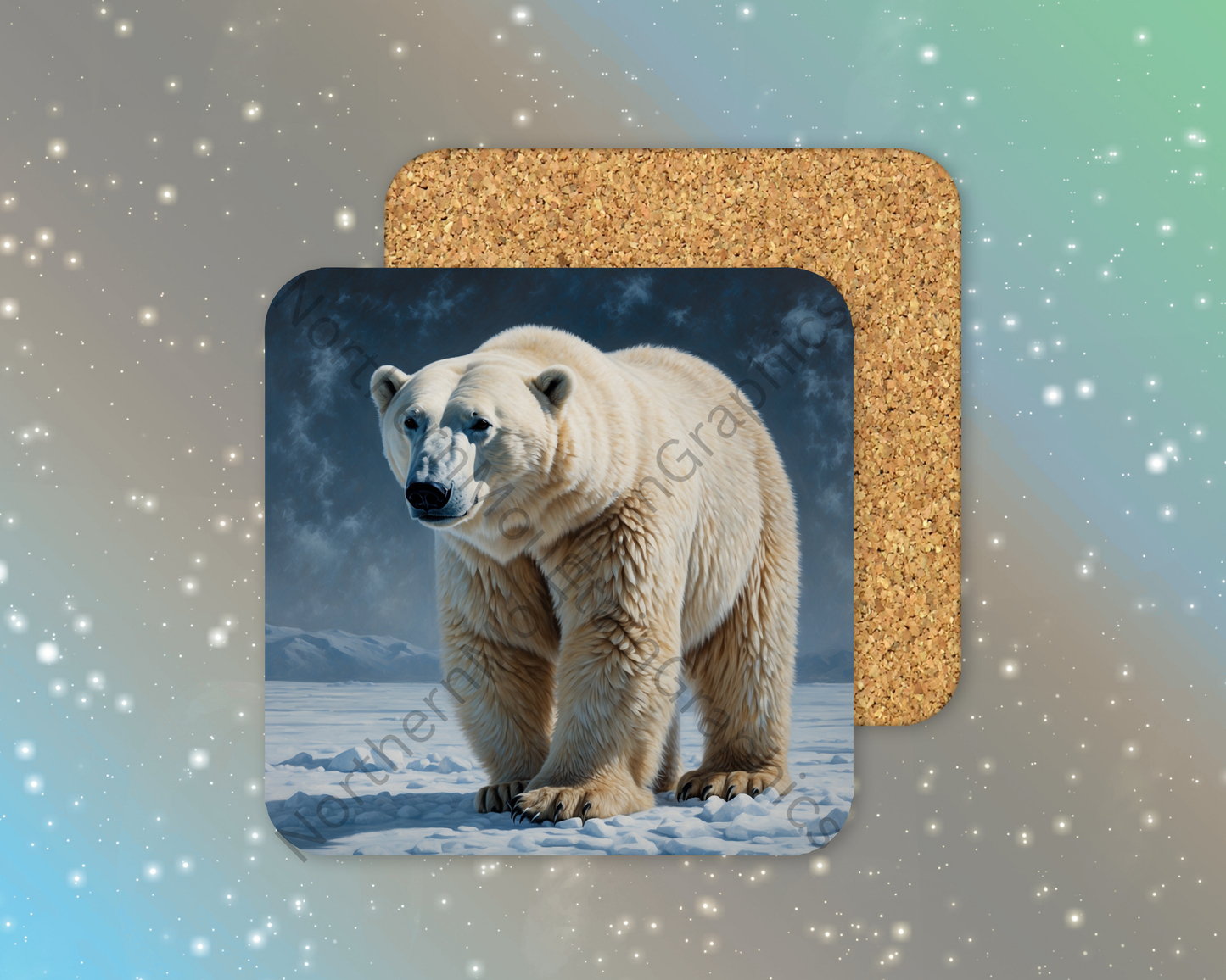 Majestic Polar Bear on Ice Winter Square Coaster