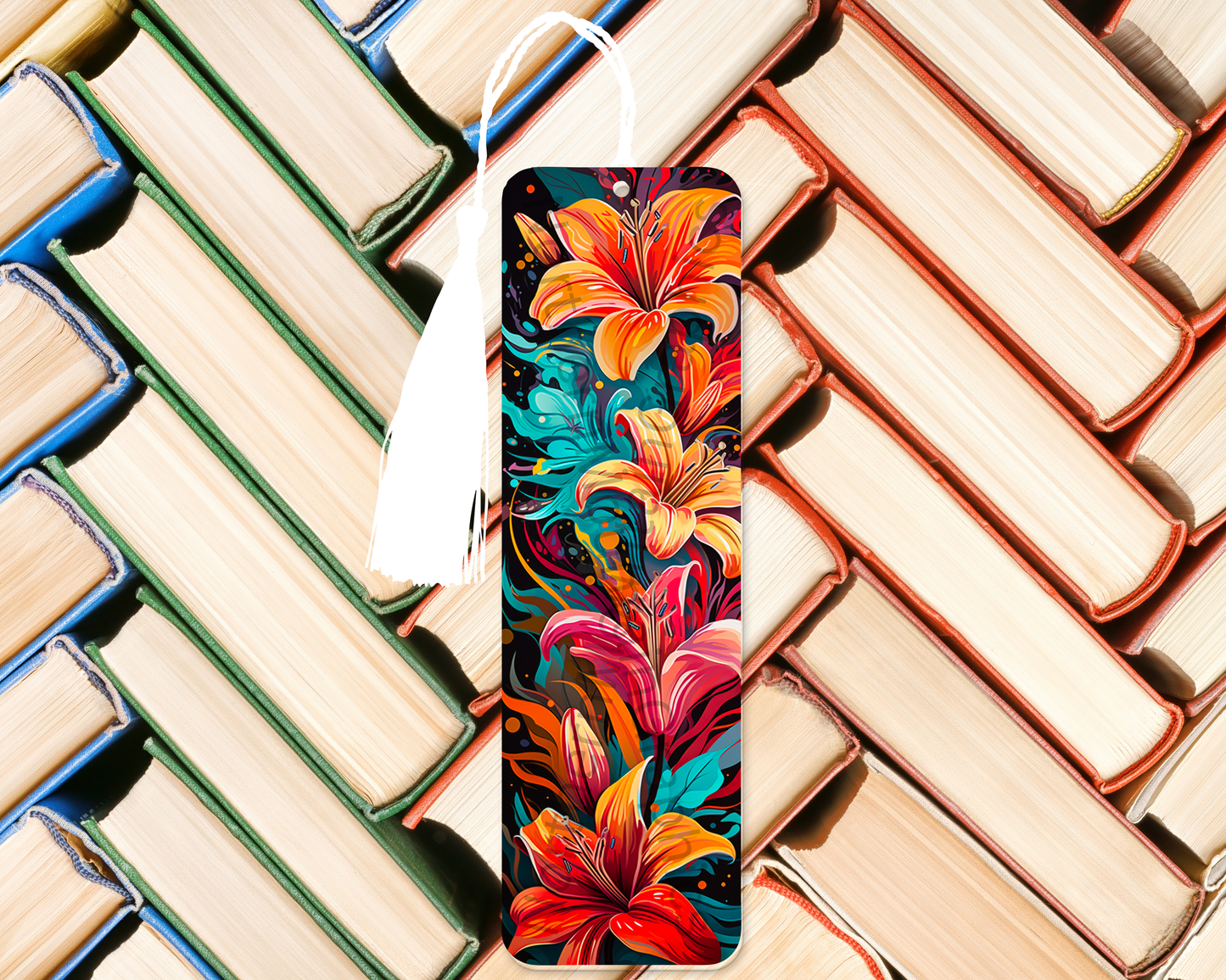 Vibrant Abstract Lily Bookmark