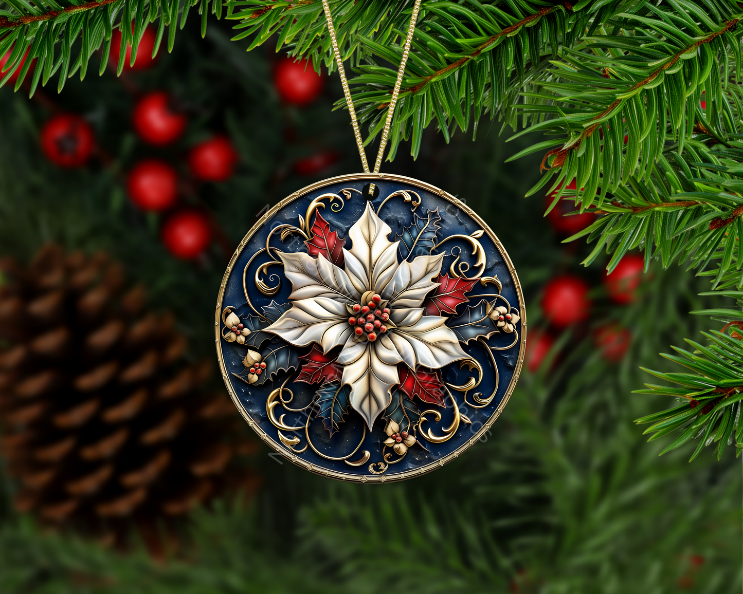 Snowy Cabin Christmas Ornament