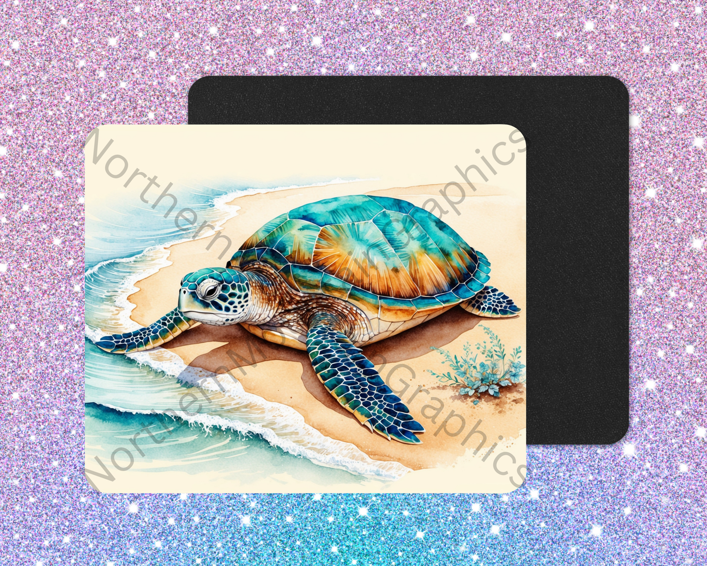 Shoreline Sunset Stroll Sea Turtle Mouse Pad