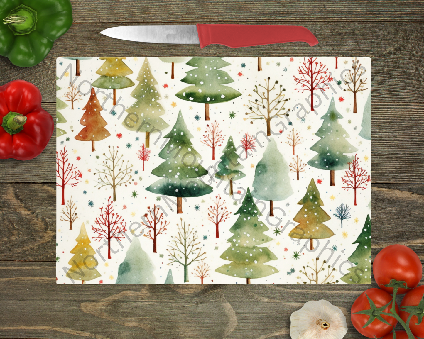 Glass Cutting Board Christmas