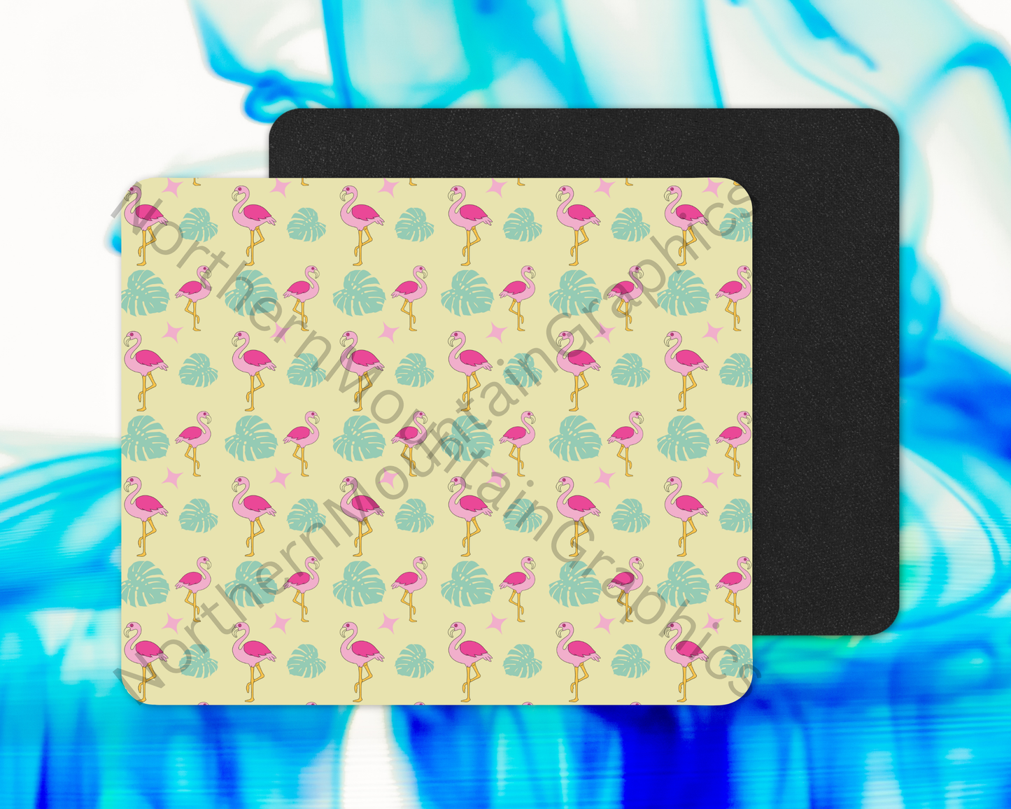 Palm Grove Flamingos Mouse Pad