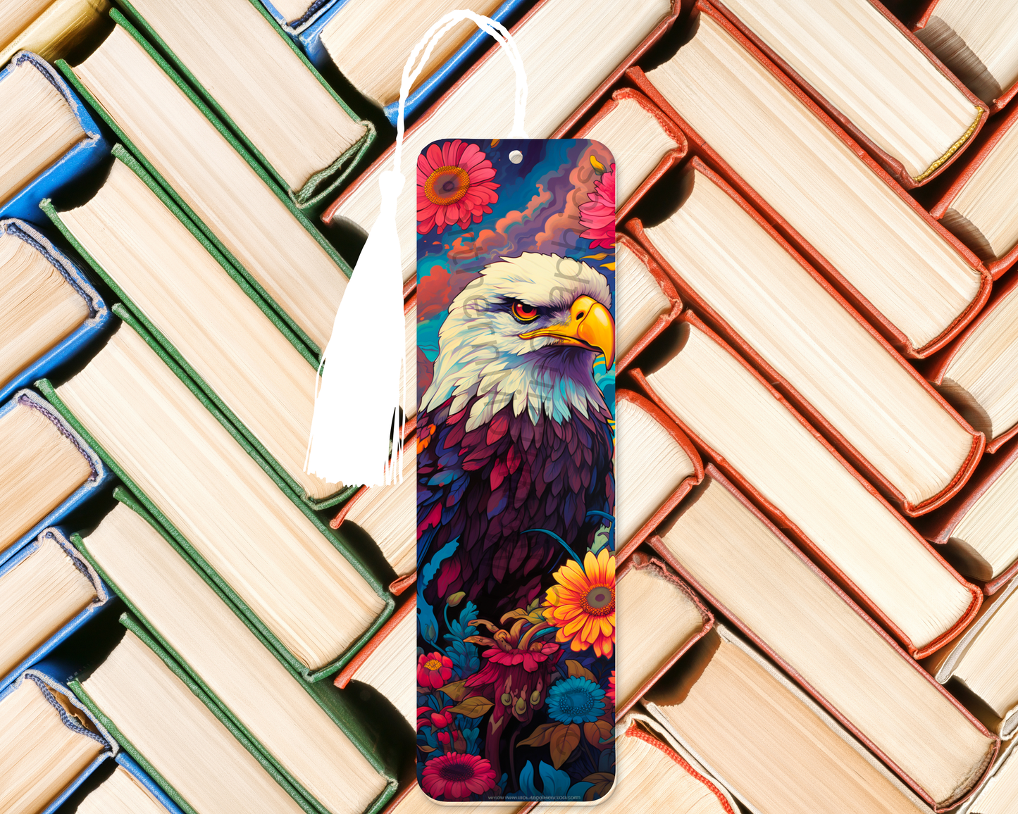 Majestic Eagle Among Flowers Bookmark