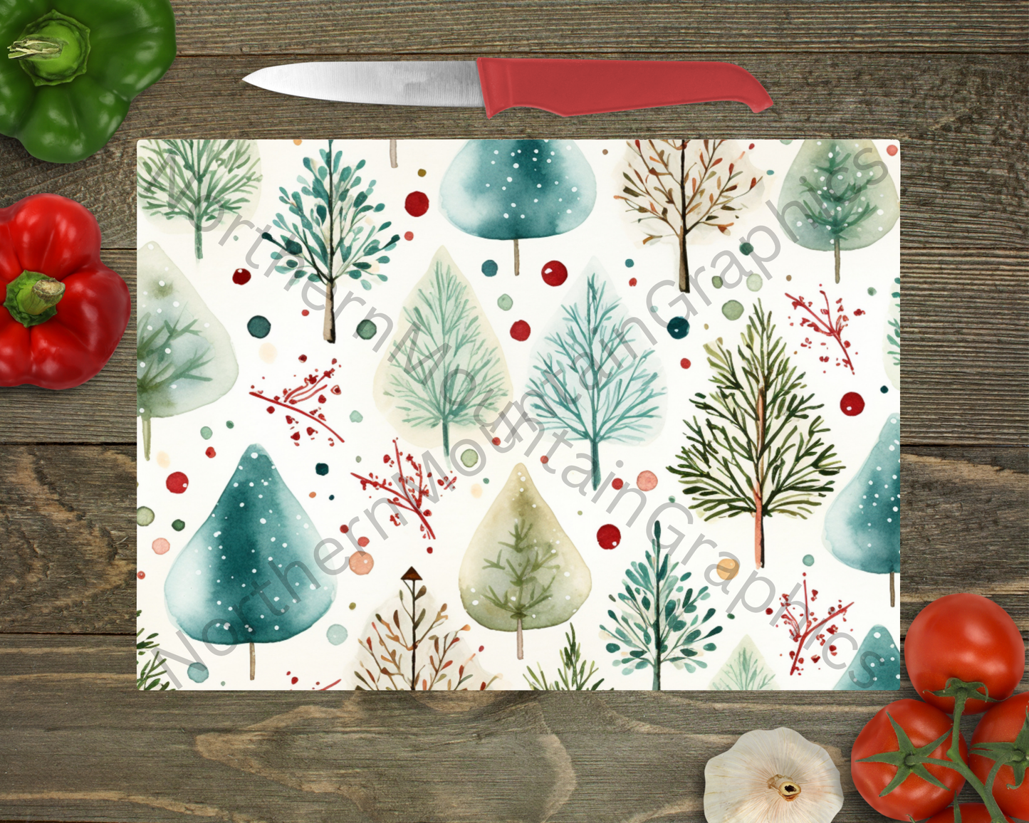 Glass Cutting Board Christmas