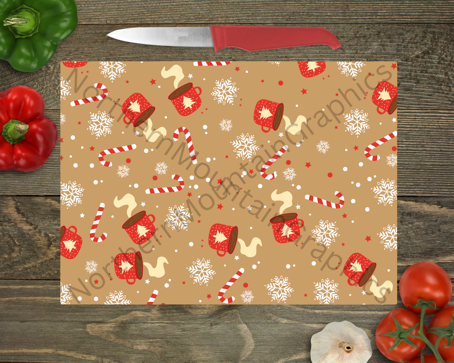 Glass Cutting Board Christmas