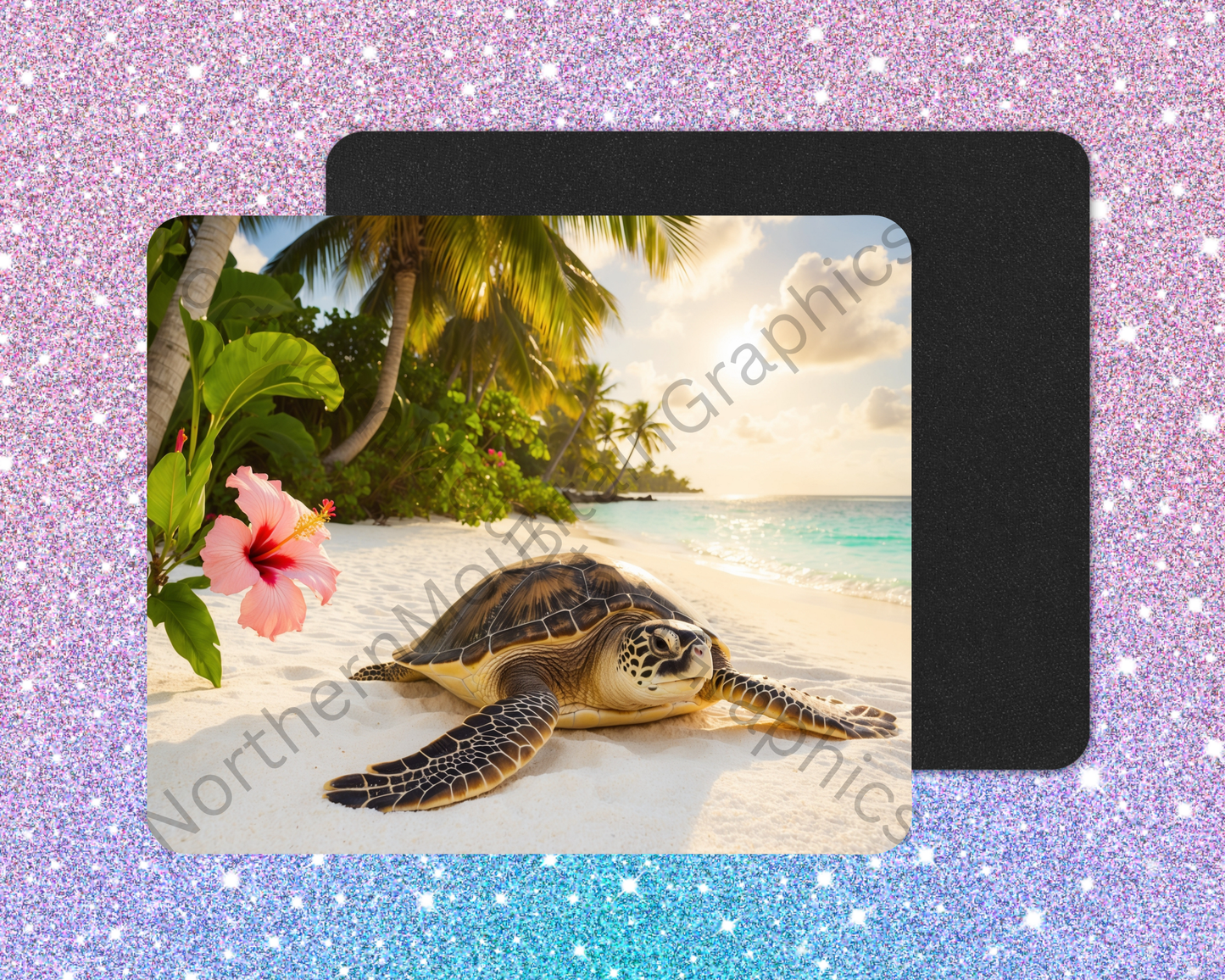 Island Sunset Stroll Sea Turtle Mouse Pad