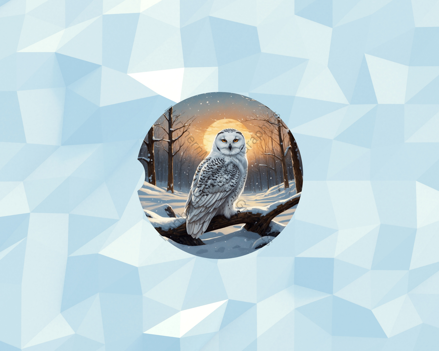 Winter Sunrise Owl Car Coaster