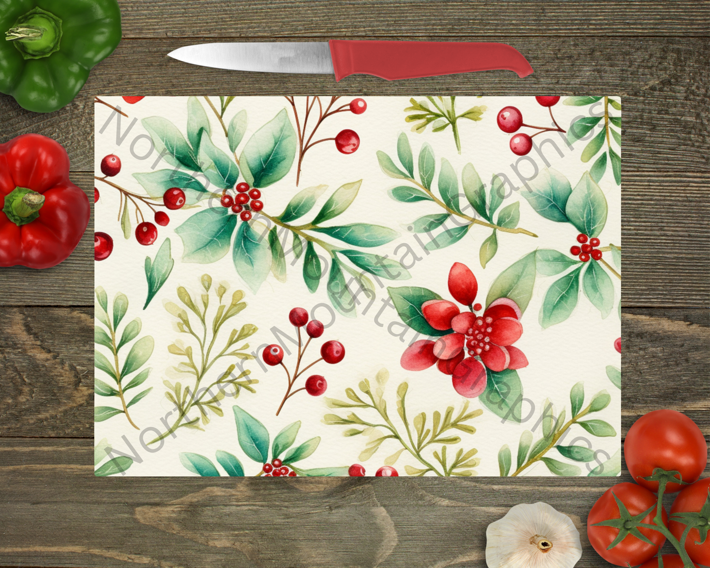 Glass Cutting Board Christmas