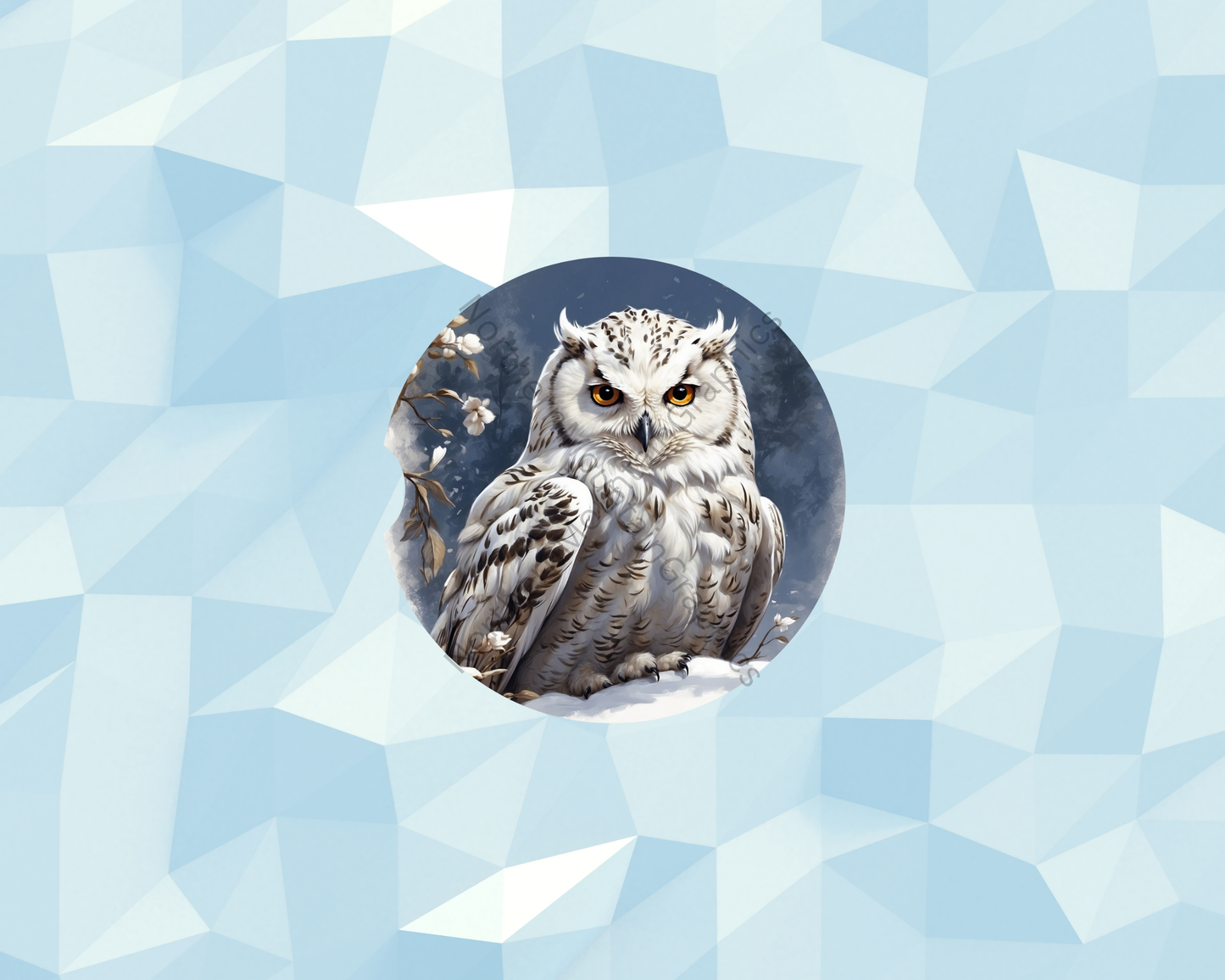 Winter Blossom Owl Car Coaster