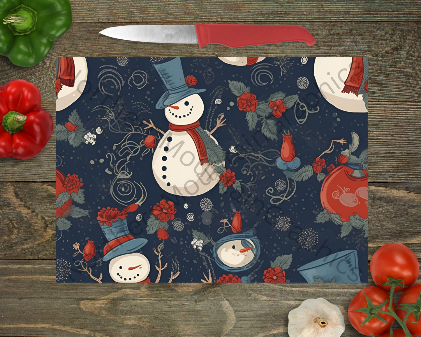 Glass Cutting Board Christmas