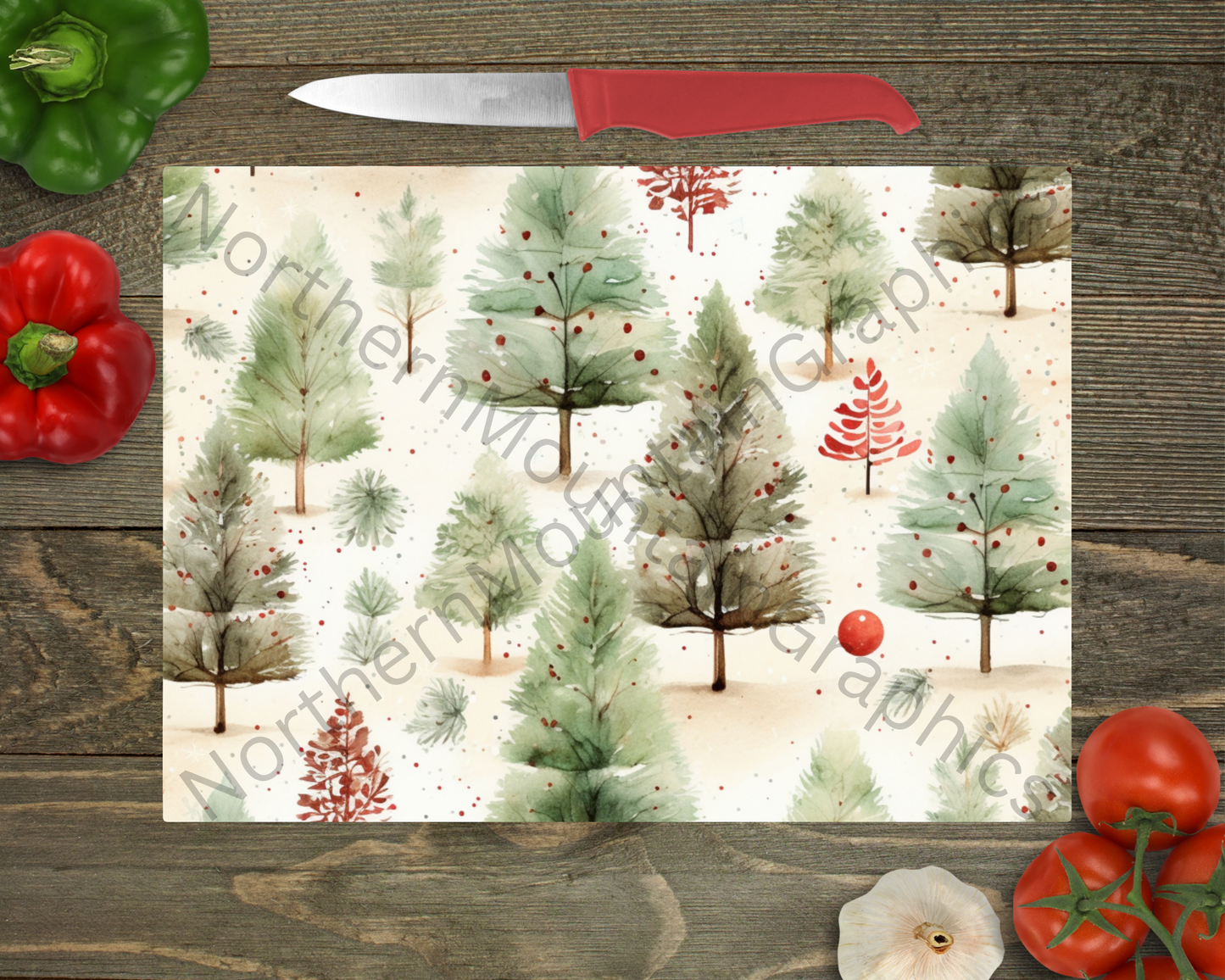 Glass Cutting Board Christmas