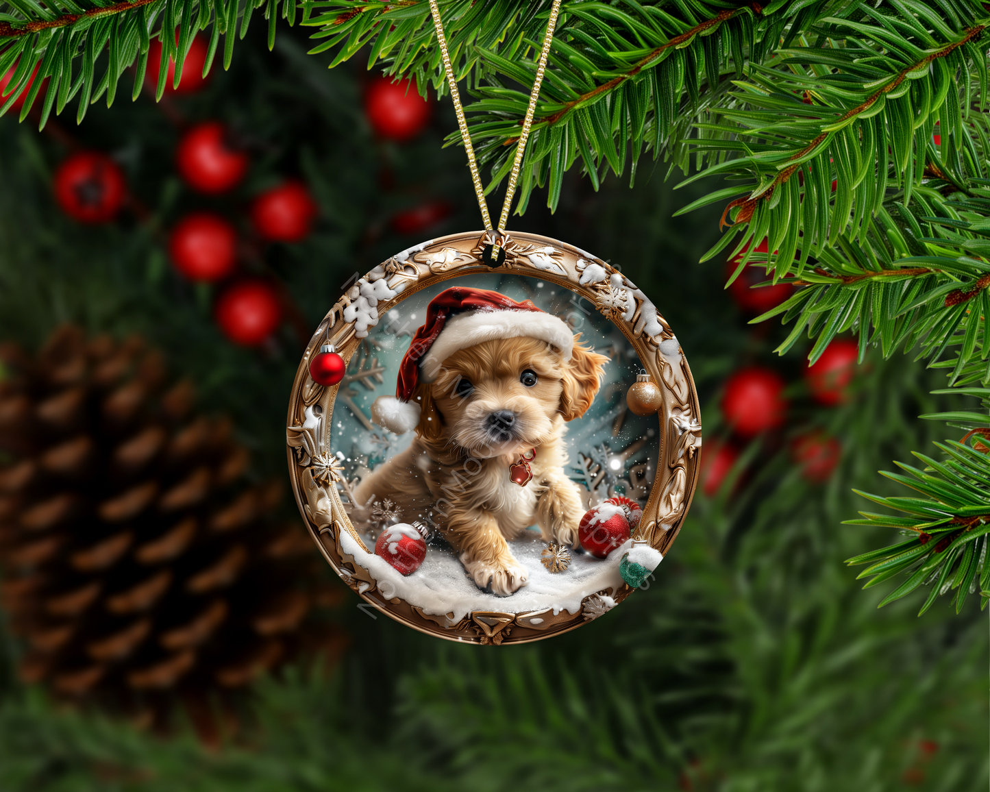 Golden Puppy Christmas Ornament