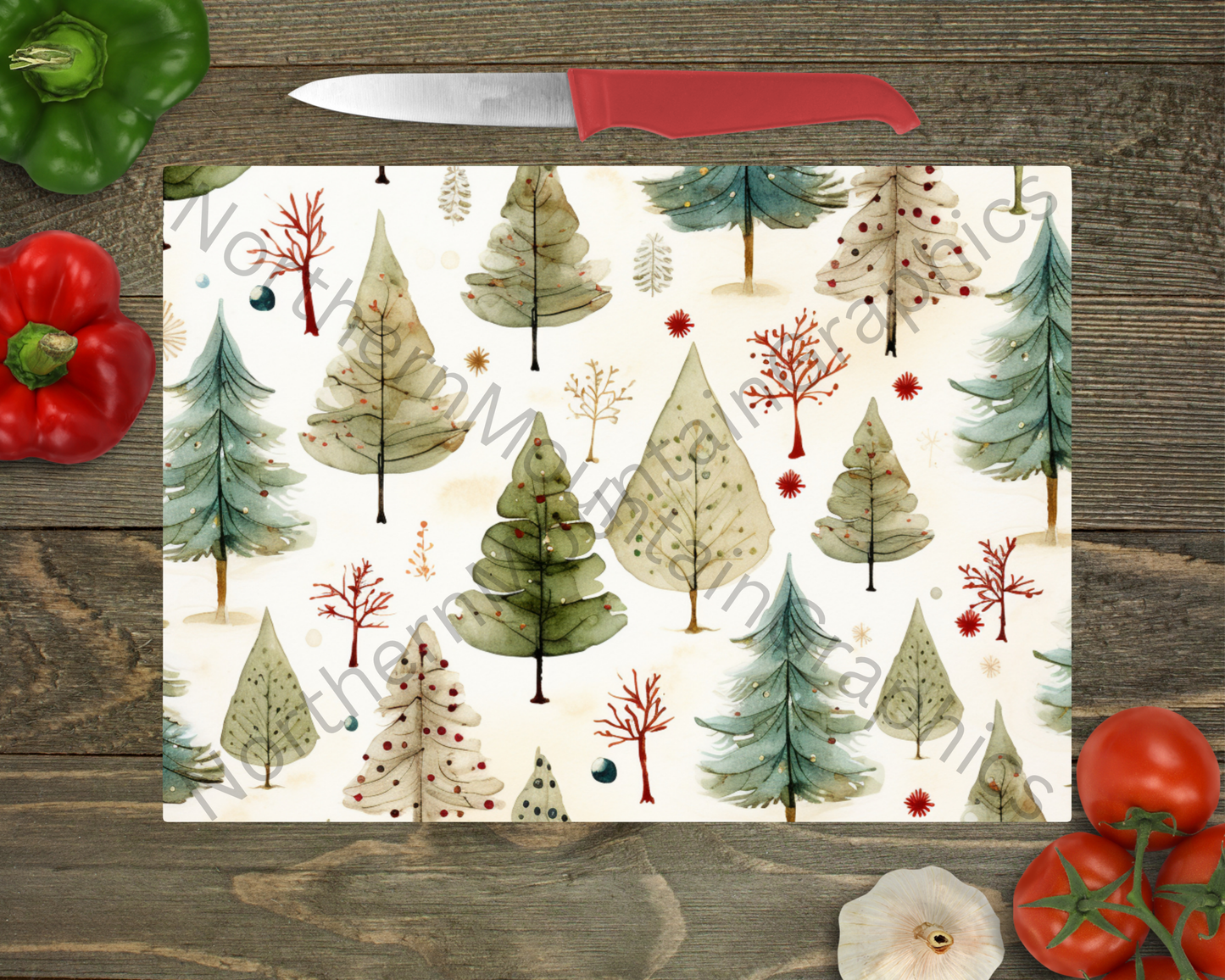 Glass Cutting Board Christmas