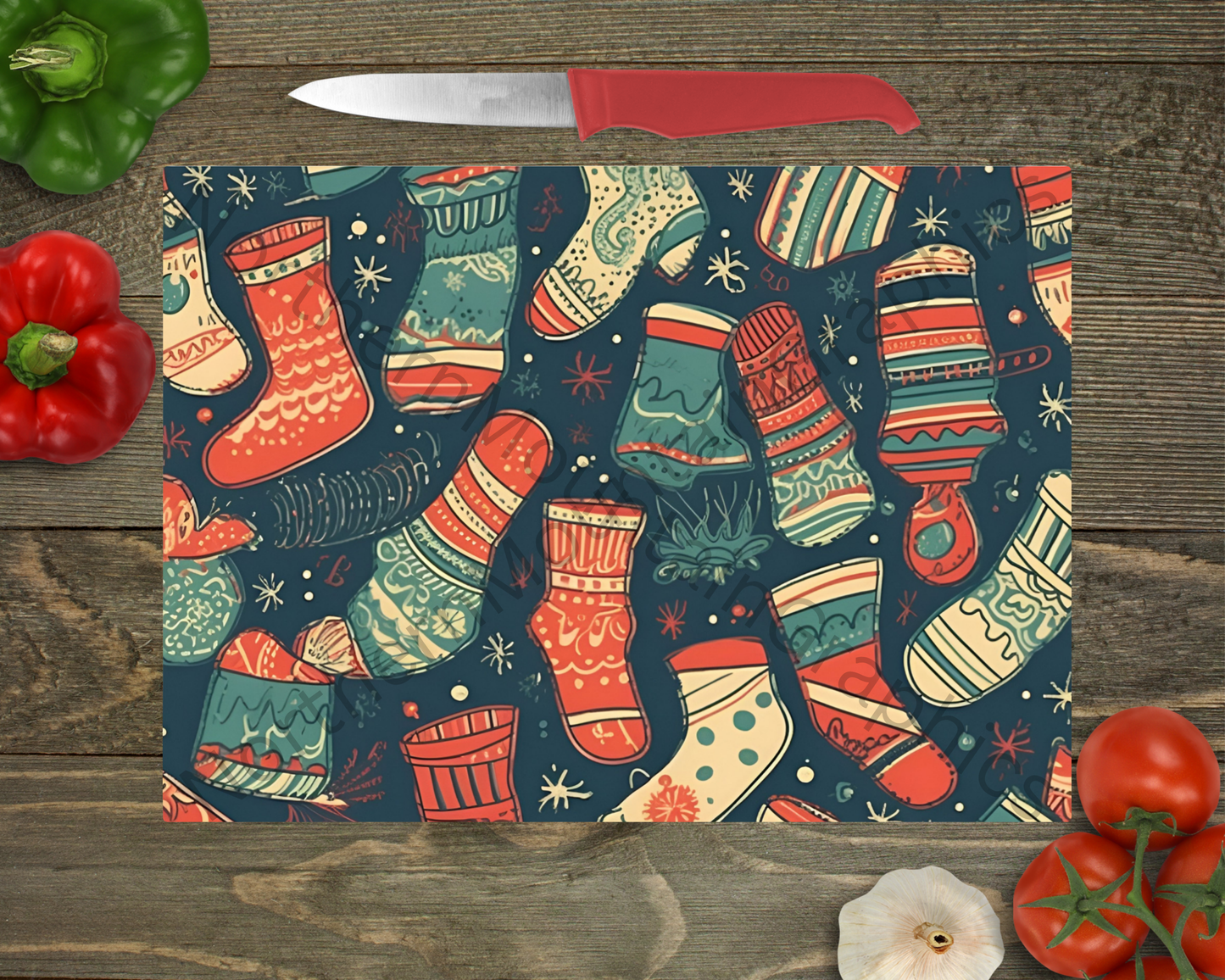 Glass Cutting Board Christmas