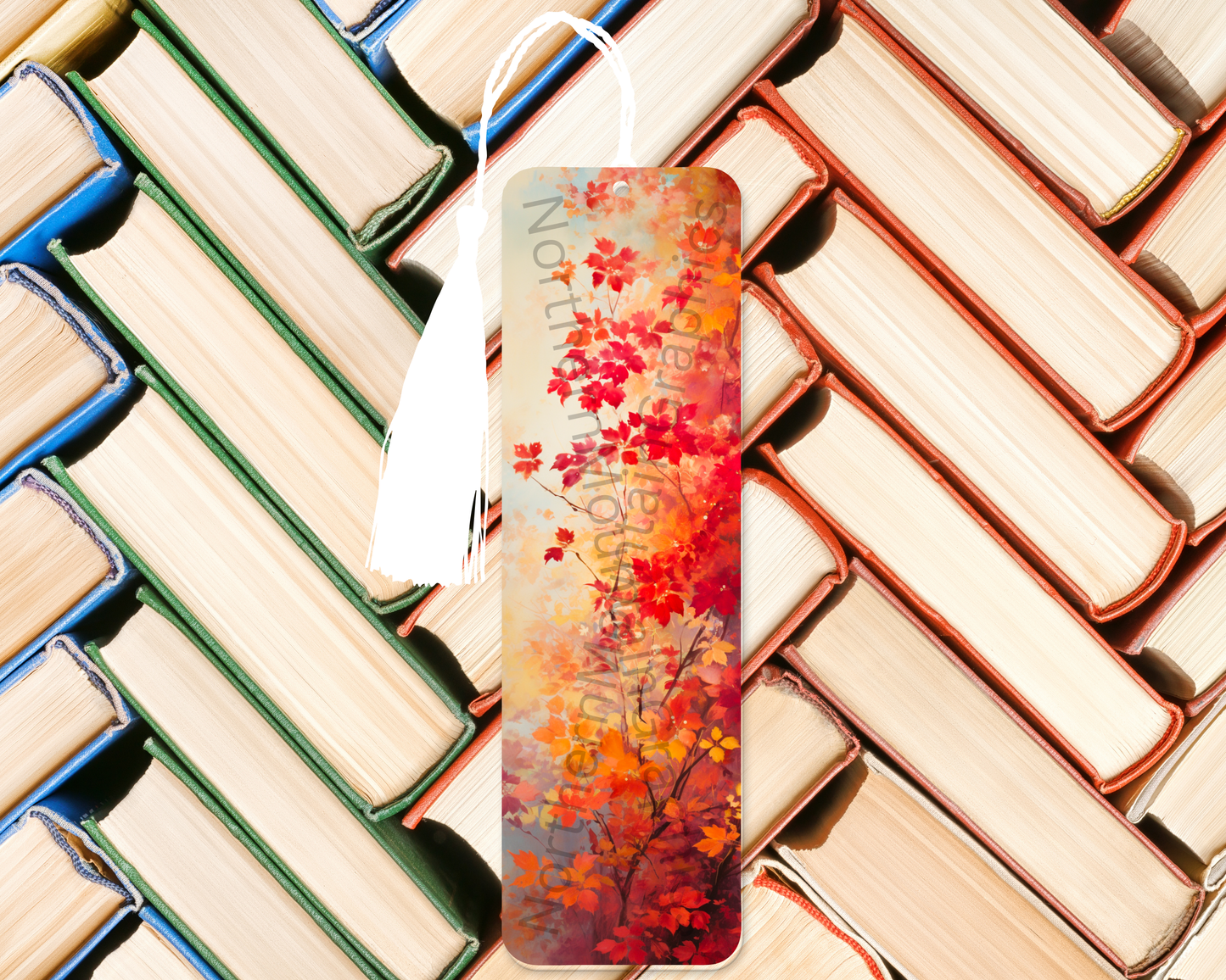 Vibrant Autumn Maple Leaves Bookmark