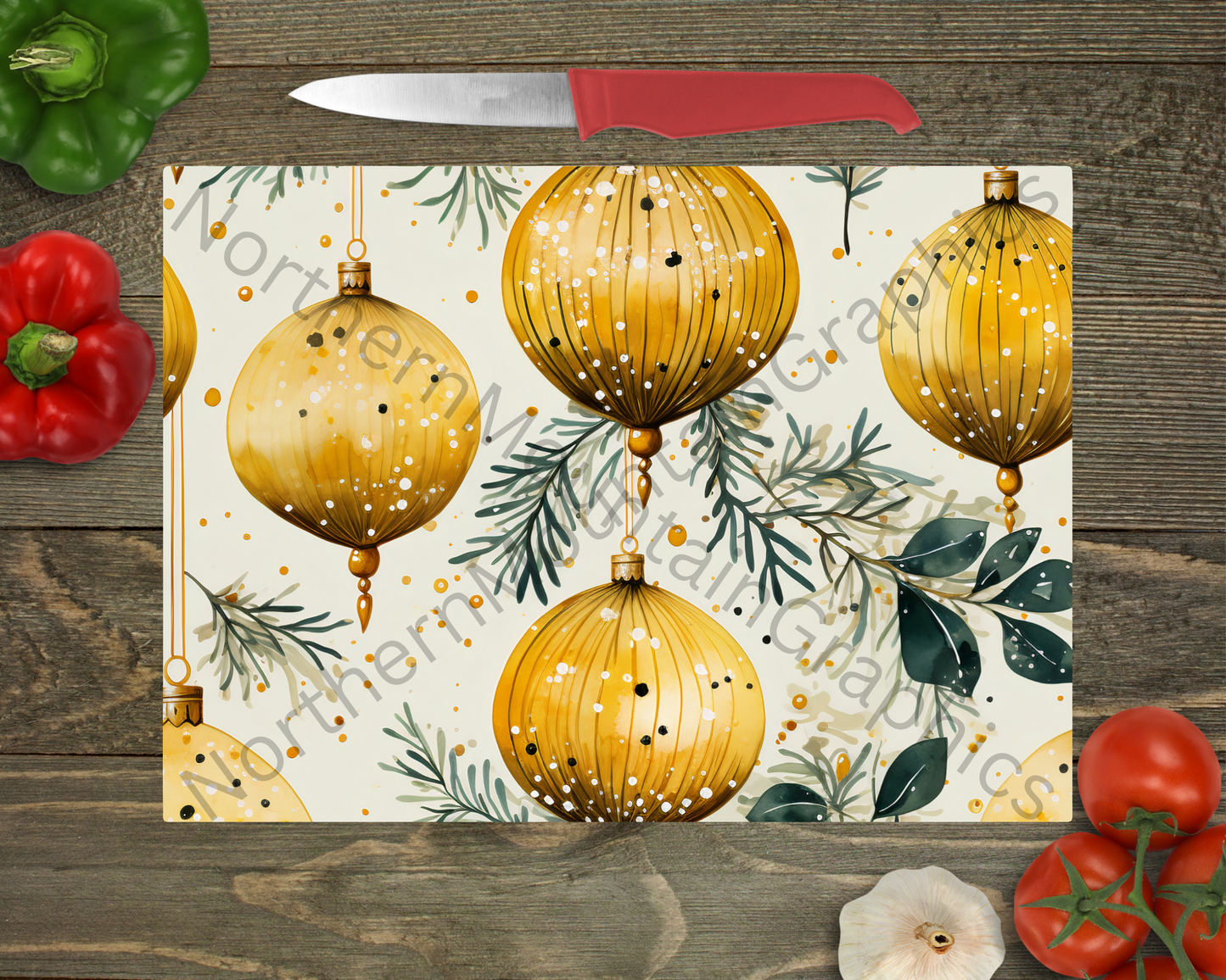 Glass Cutting Board Christmas