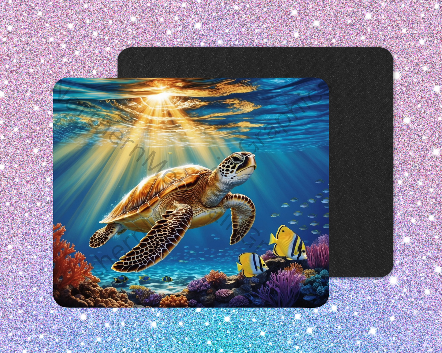 Coral Kingdom Sea Turtle Mouse Pad