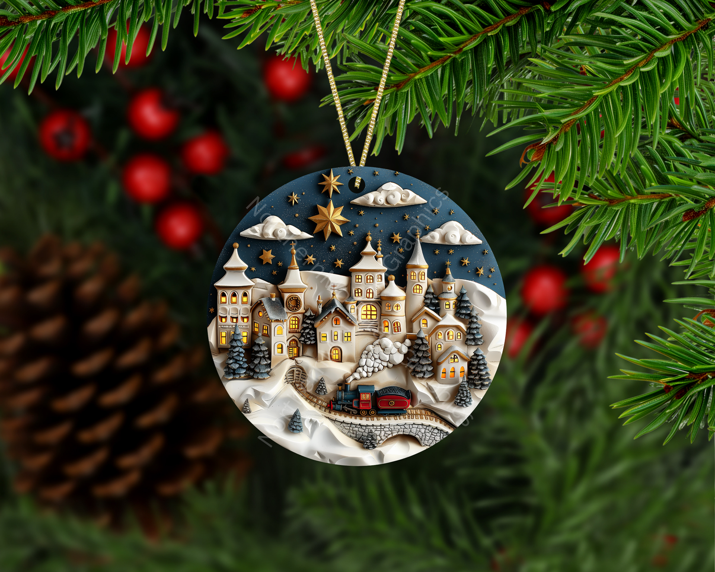 Whimsical Christmas Town Christmas Ornament