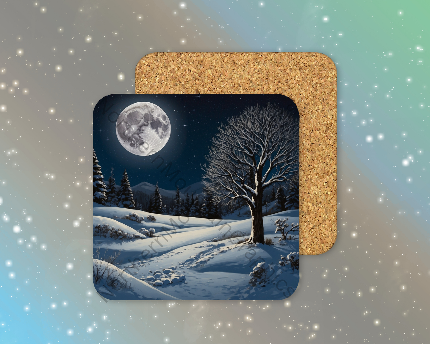 Moonlit Silence Winter Square Coaster