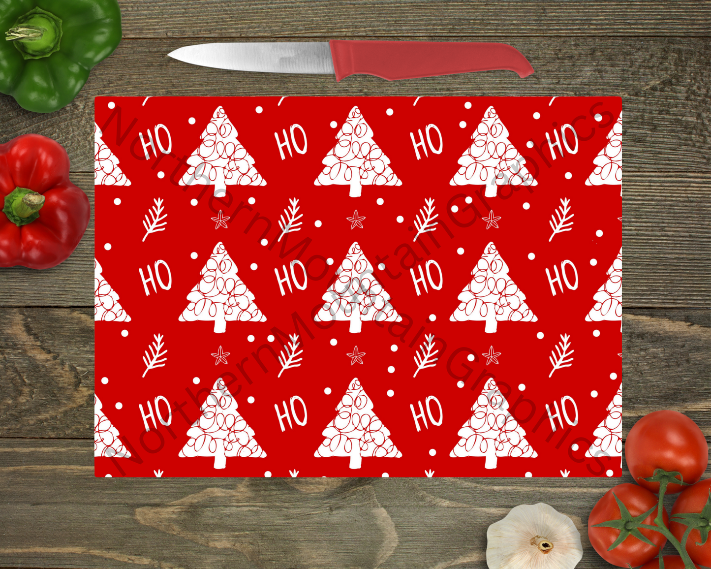 Glass Cutting Board Christmas