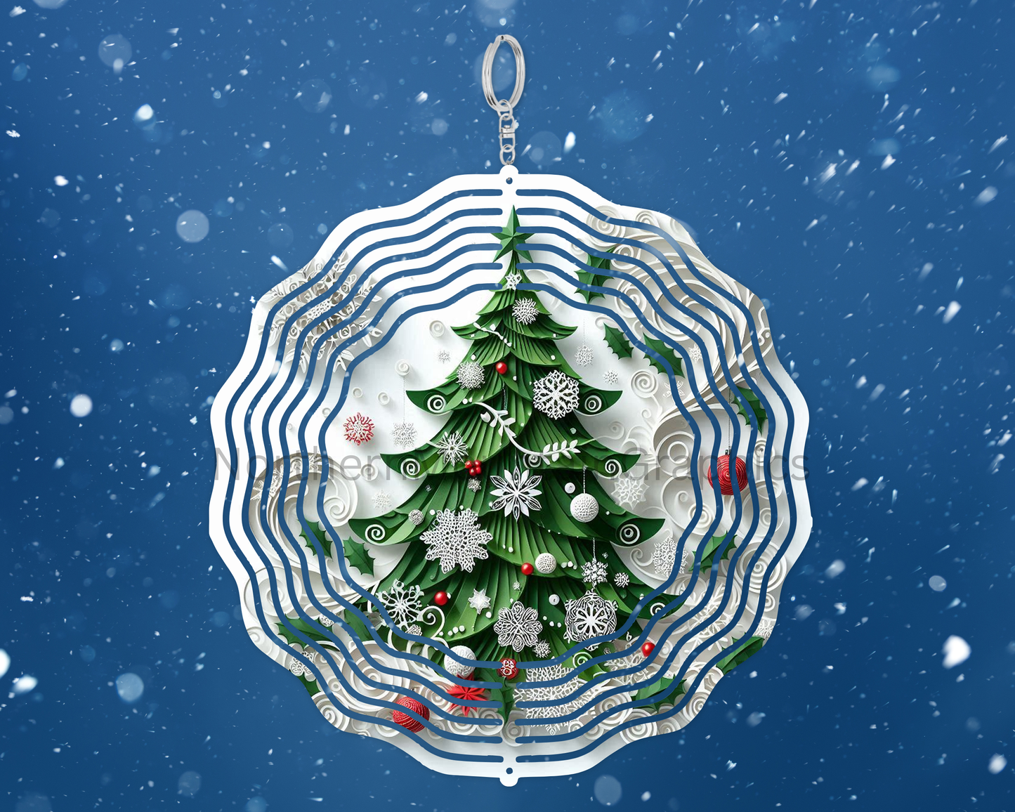 Snowy Christmas Tree Wind Spinner