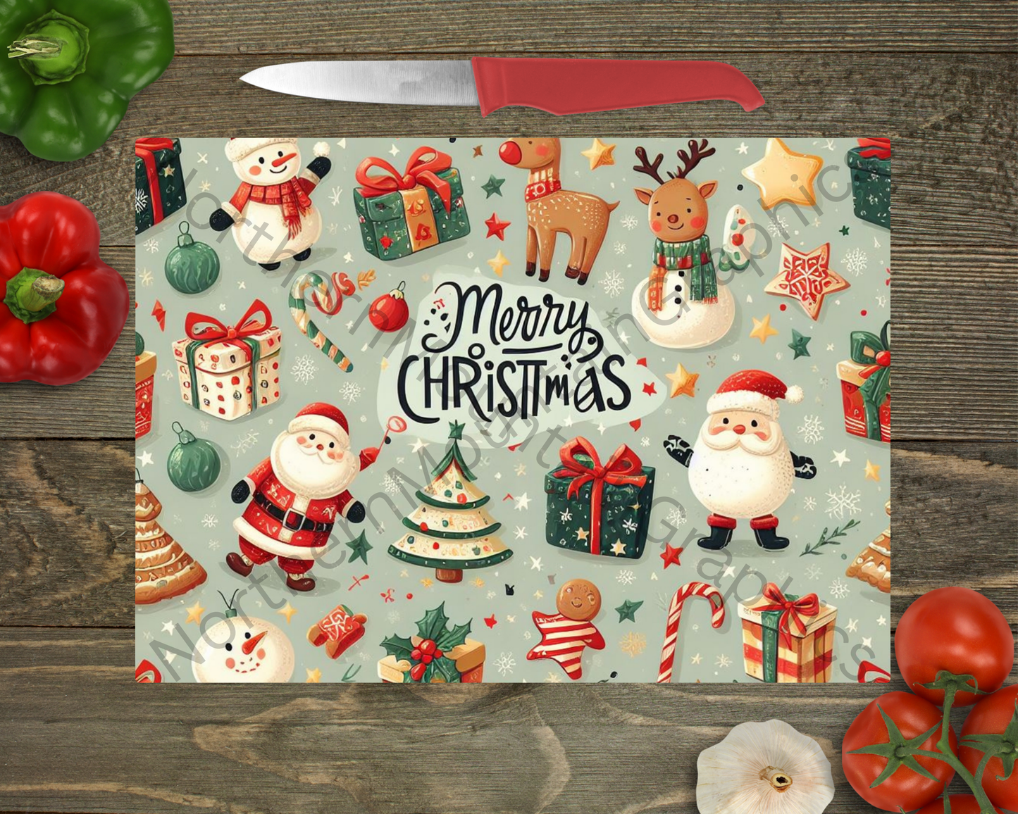 Glass Cutting Board Christmas