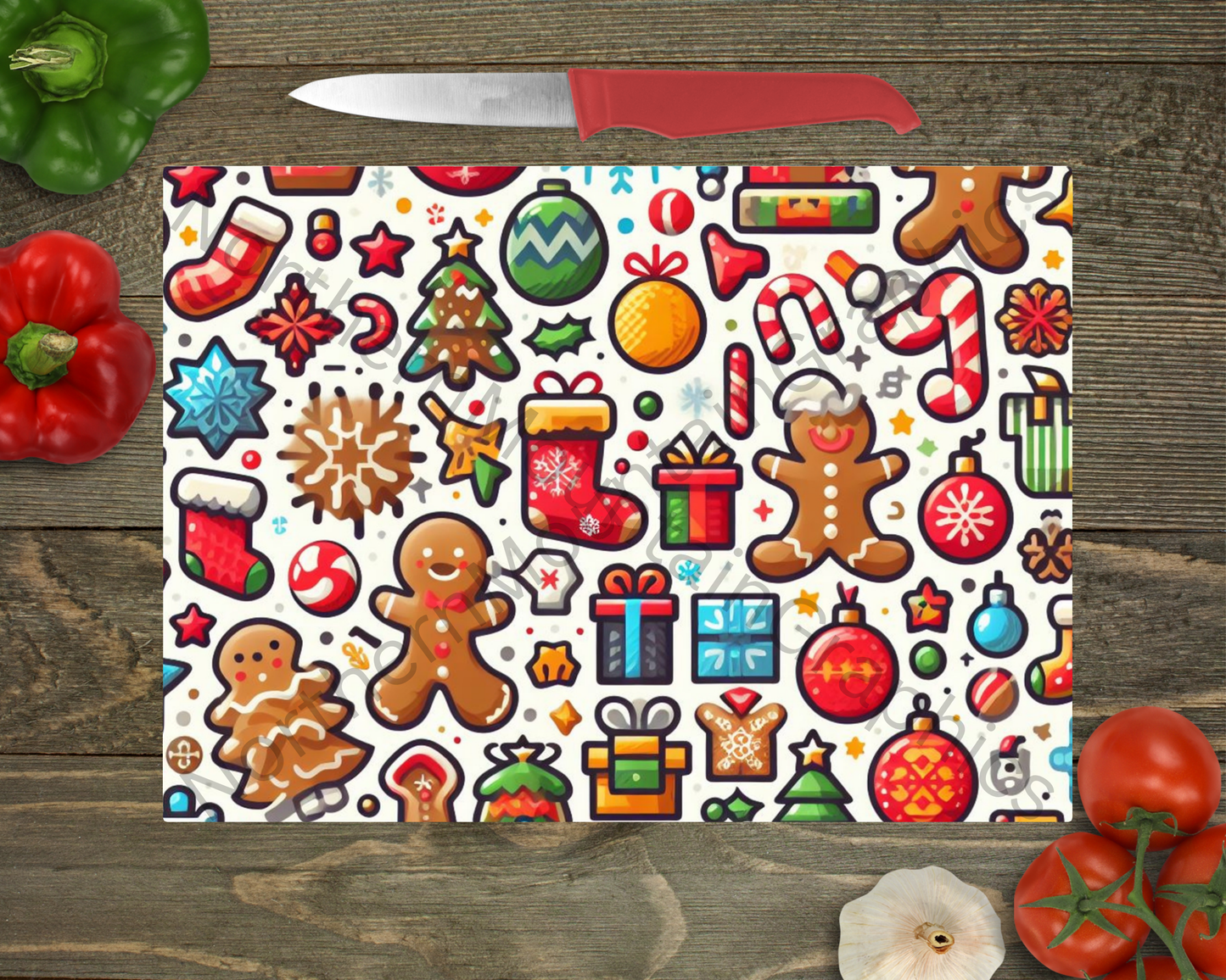 Glass Cutting Board Christmas