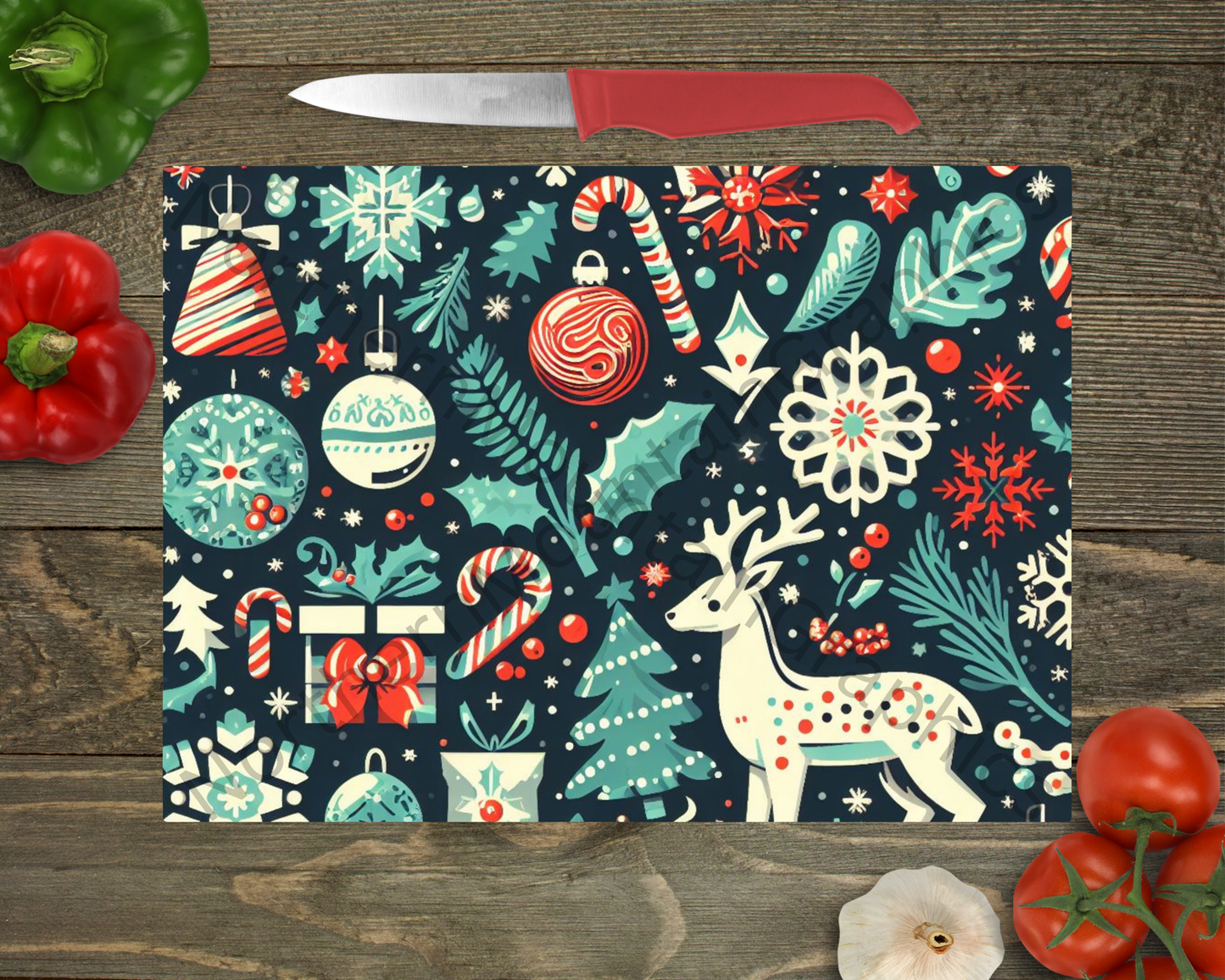 Glass Cutting Board Christmas