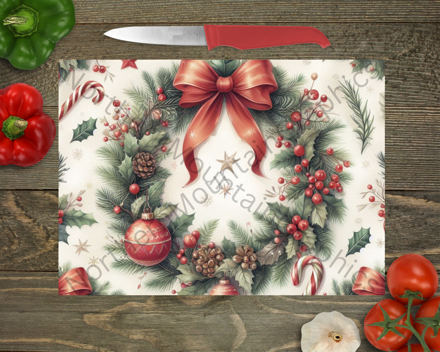 Glass Cutting Board Christmas