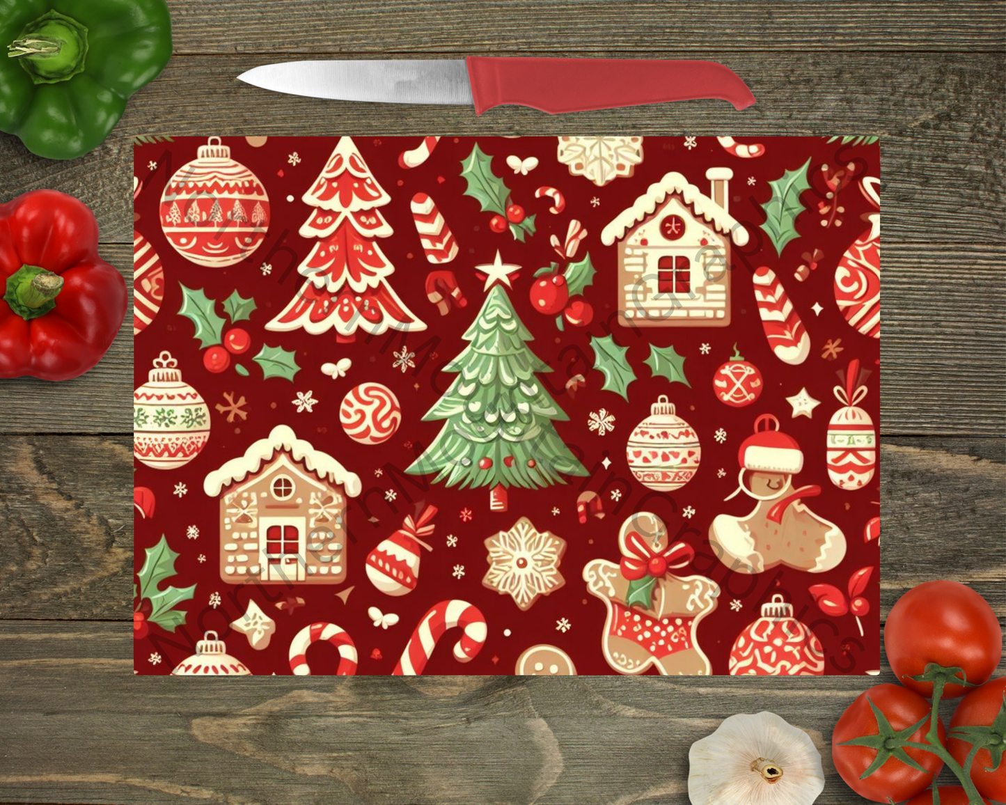 Glass Cutting Board Christmas
